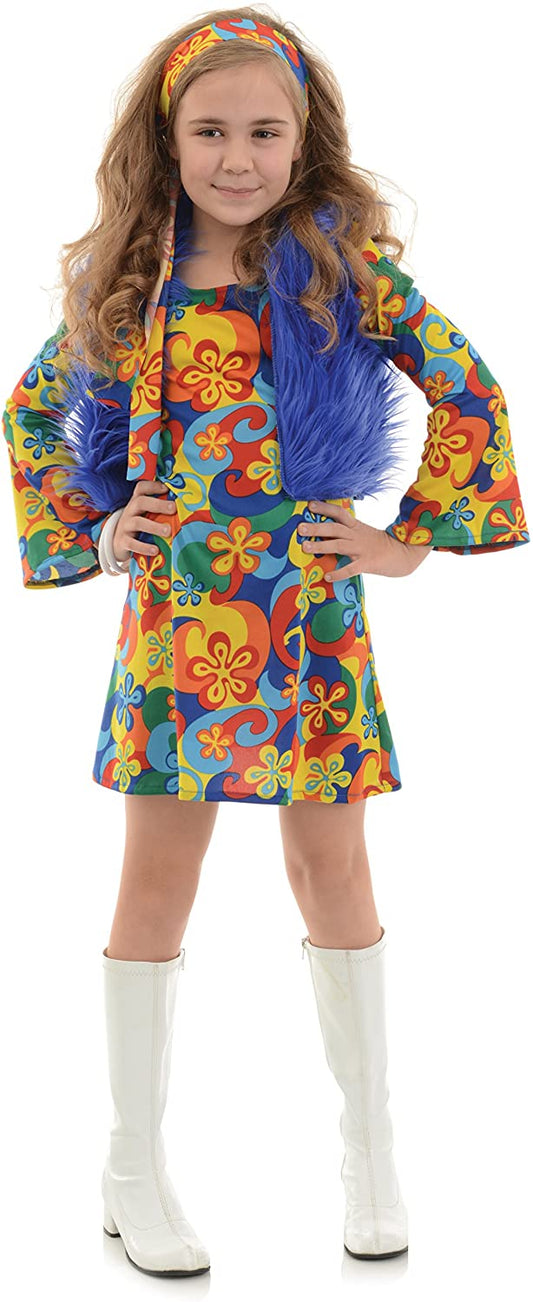 Far Out Groovy Flower Power Child Costume Medium, Large