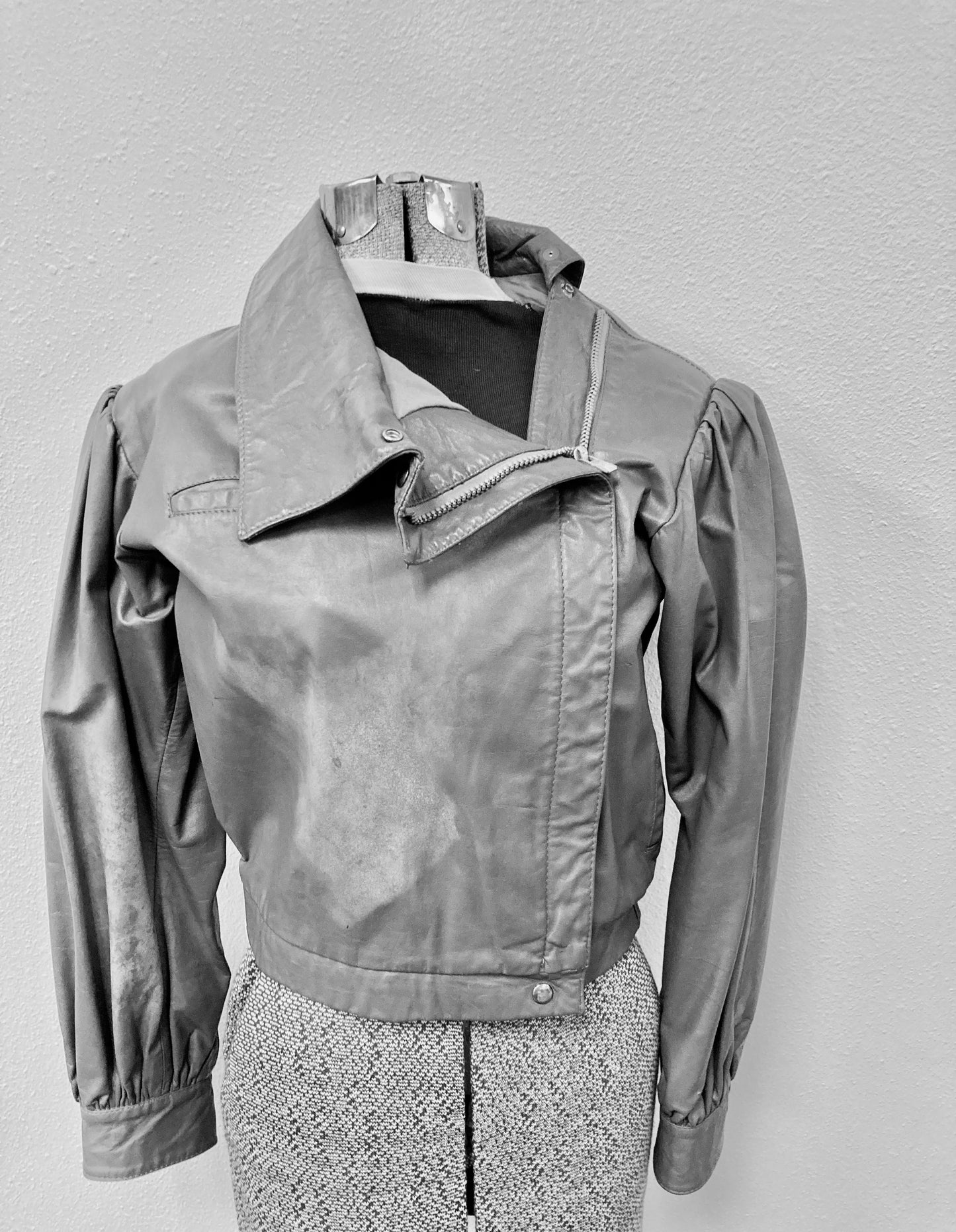 Vintage Leather 80's Grey Ladies 1980's Jacket Size 7