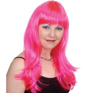 Women's Long Wig w/Bangs Neon Pink or Blue