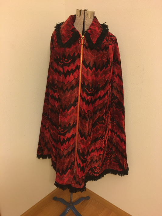 Vintage Red & Black Adult Cape Cloak - Large