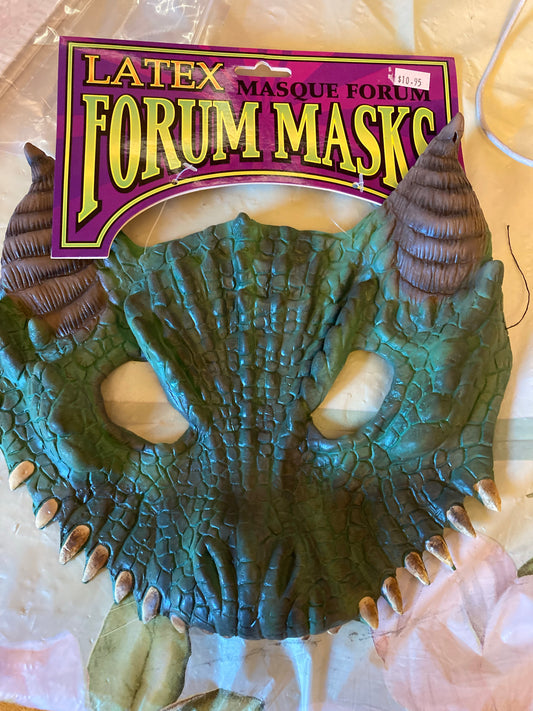Dragon / Dinosaur Half Green Mask w/horns