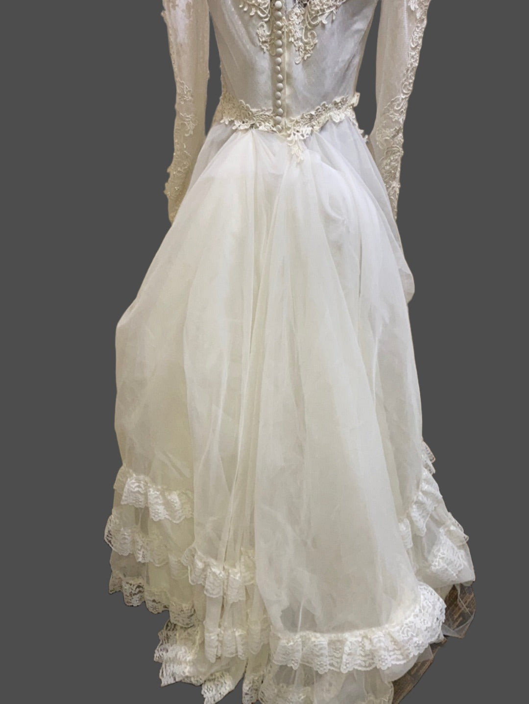 Wedding Dress & Veil - Long Sleeve, High Collar XS