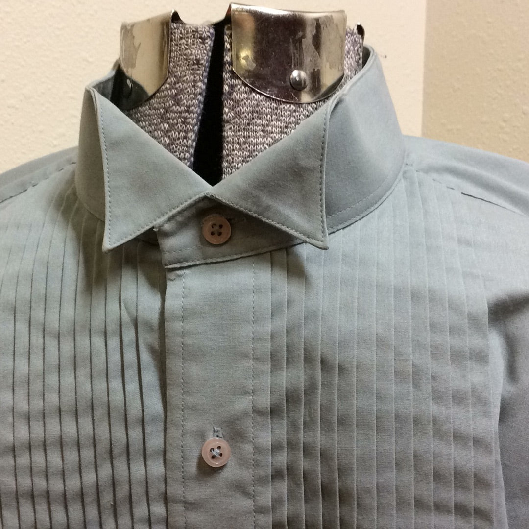 Tuxedo Shirt -Pleated Bib Front Men's Gray Rental For Sale