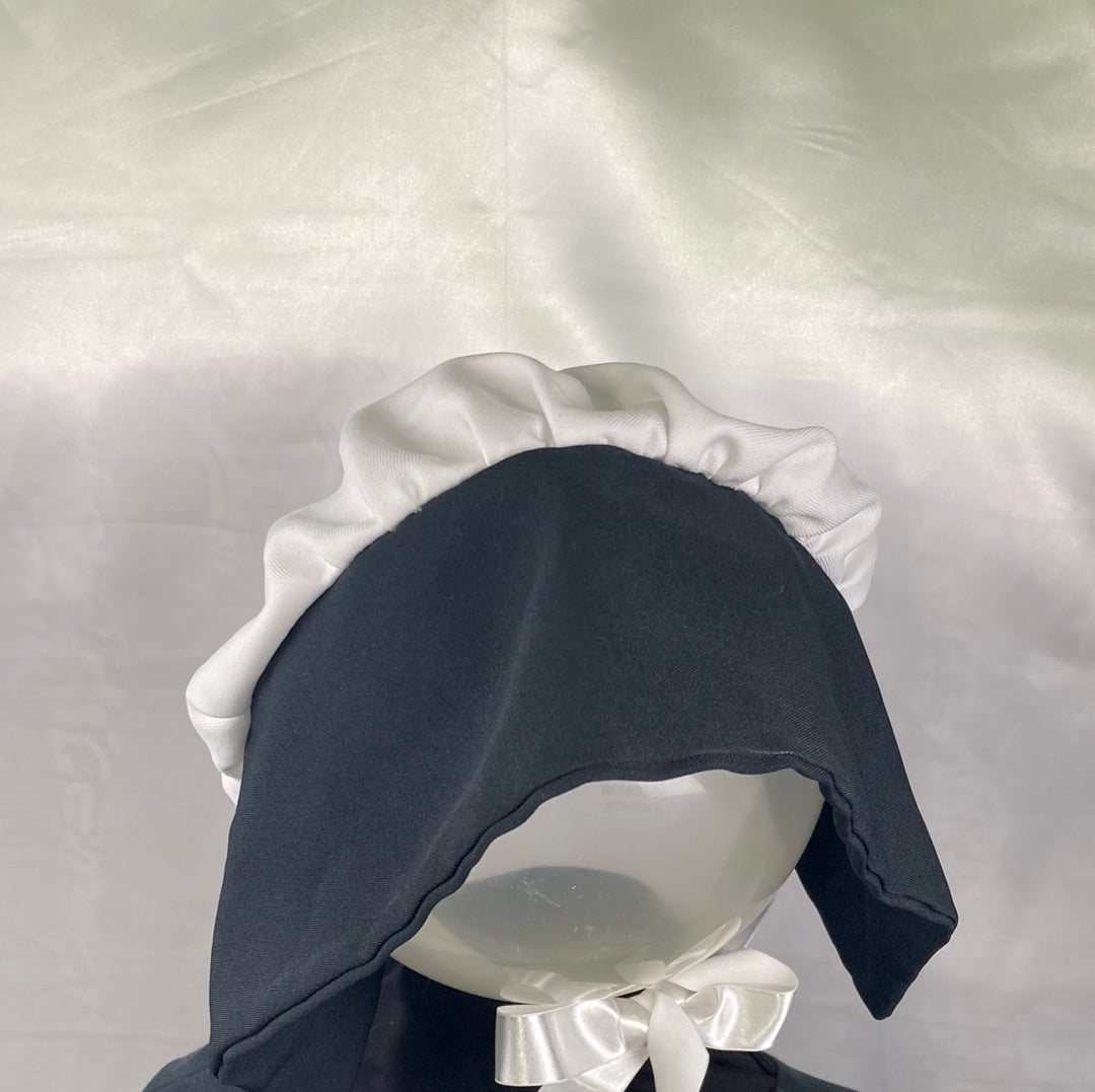 Pilgrim Ladies Bonnet - Black & White Child or Adult