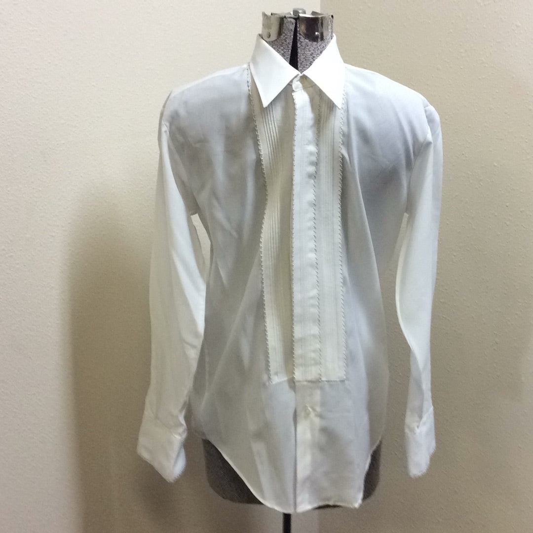 Tuxedo Shirt -Pique Bib Front Men's White 15" x 32" - Rental For Sale #1