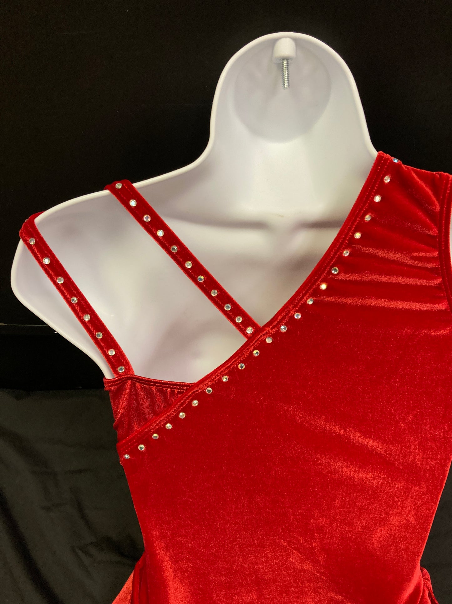 GK Red Adult Small Sleevless Velvet Figure Ice Skating Dress SK1056