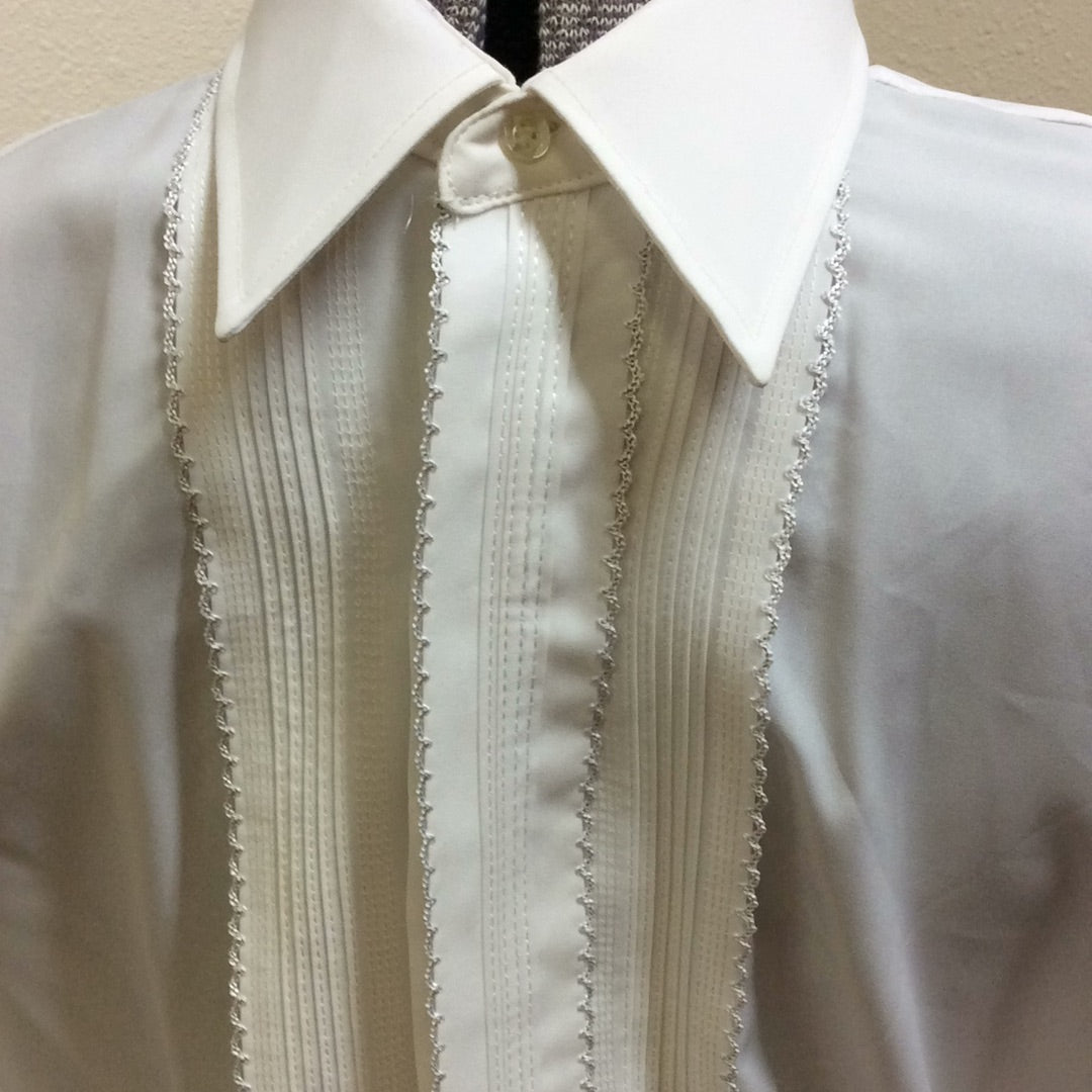 Tuxedo Shirt -Pique Bib Front Men's White 15" x 32" - Rental For Sale #1