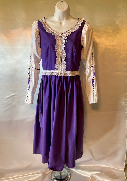 Western Pioneer Purple Sm Dress, Ladies Melodrama 70's Hippie Costume