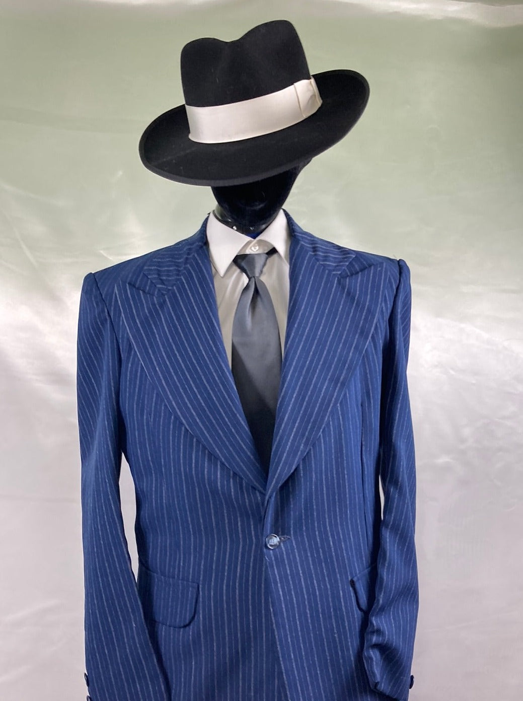 Zoot Suit Blue Striped Mobster Costume Men's Medium - Preowned