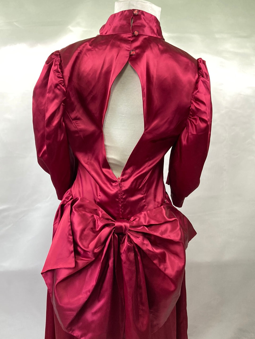 1980's Prom Burgundy 3/4 Sleeve Ladies Dress Vintage Dress Size Medium