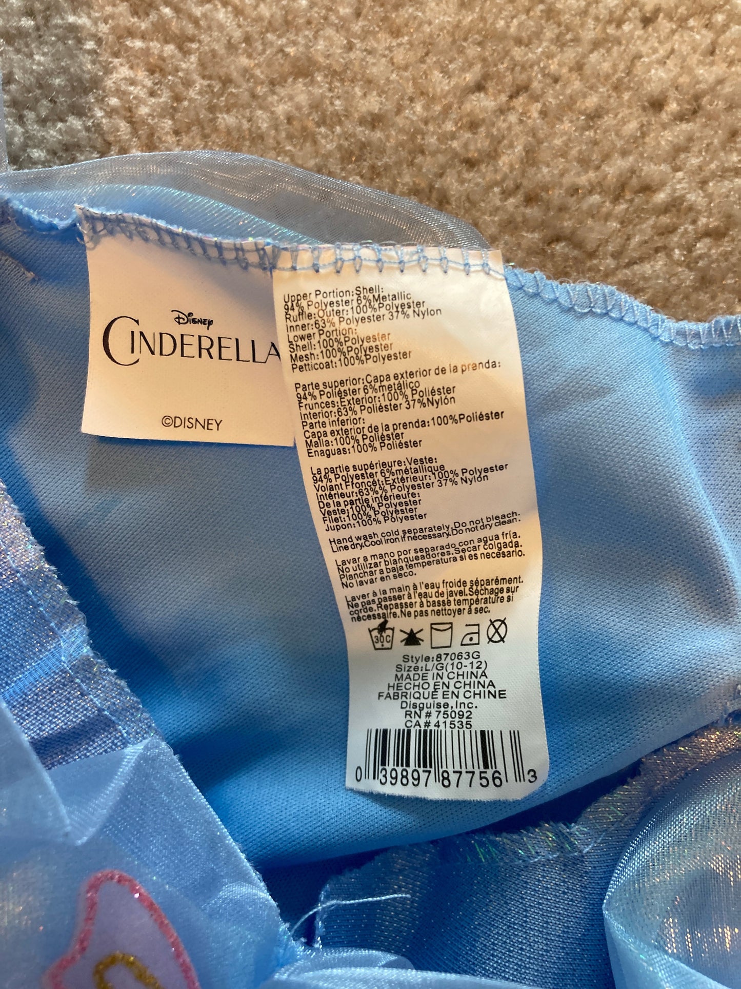 Cinderella Movie Deluxe Costume, Large (10-12)