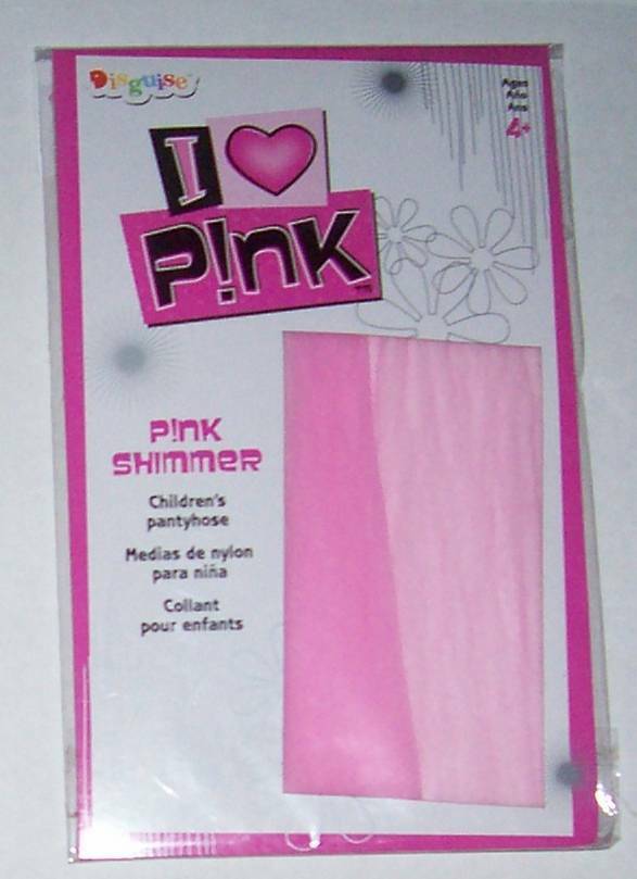 I Love Pink Shimmer Pantyhose Girls Size 4+
