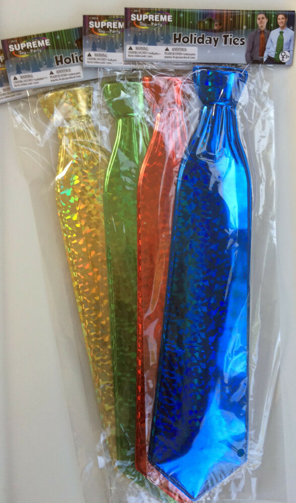 Holiday PrismaticPlastic 17" Lone Neck Ties Red, Gold, Blue, Green
