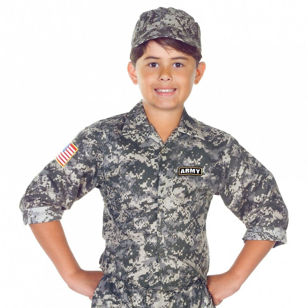 Army Camo Set Costume Kids Soldier Med / Large