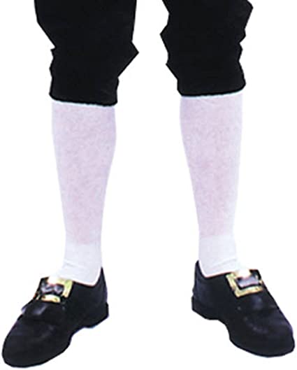 Colonial, Pilgrim, Leprechaun  White Socks Costume Adult