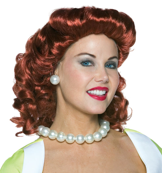 Deluxe Vintage Housewife Womens Wig - Red